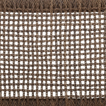 Light Brown Braided Synthetic Wicker and Teak Wood Chair 22 in Wide