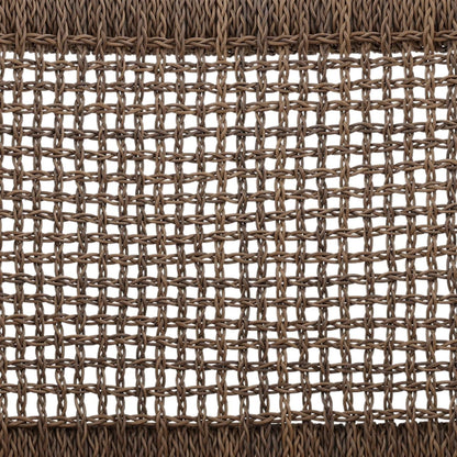 Light Brown Braided Synthetic Wicker and Teak Wood Chair 22 in Wide