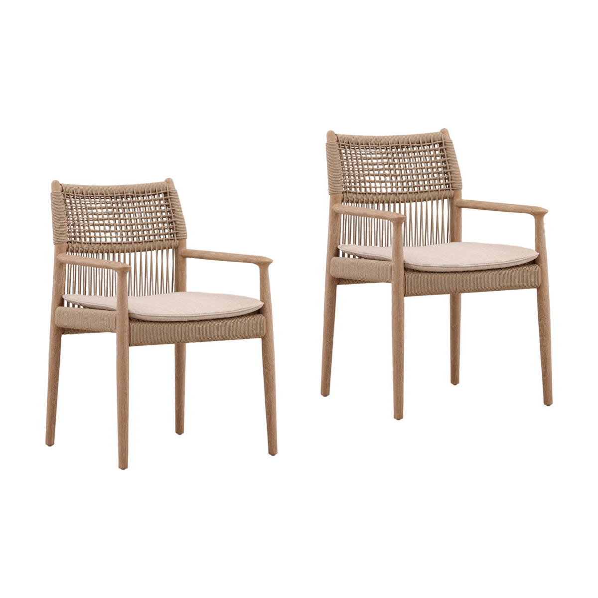 Refined Synthetic Rope, Aluminum and Teak Wood Dining Chair