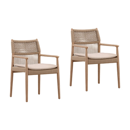 Refined Synthetic Rope, Aluminum and Teak Wood Dining Chair
