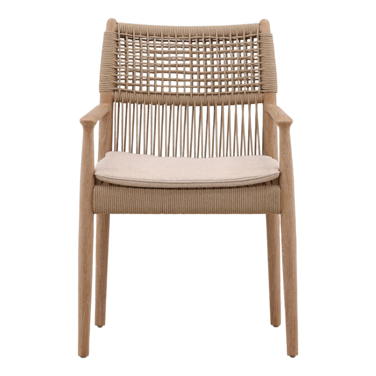 Refined Synthetic Rope, Aluminum and Teak Wood Dining Chair