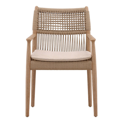 Refined Synthetic Rope, Aluminum and Teak Wood Dining Chair