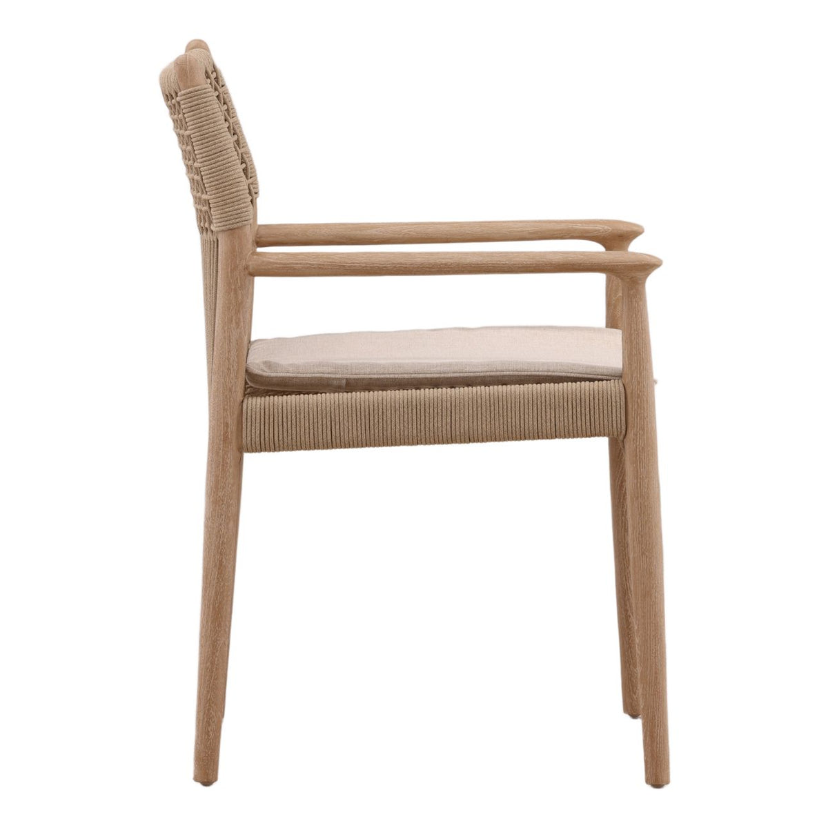 Refined Synthetic Rope, Aluminum and Teak Wood Dining Chair