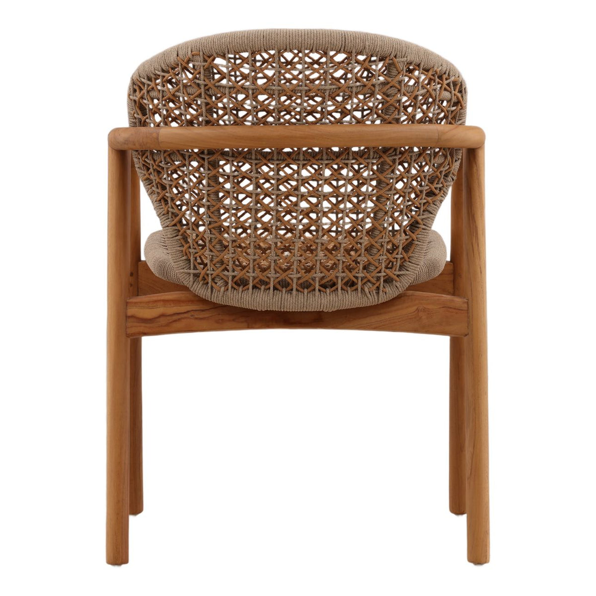 Modern Synthetic Rope, Aluminum and Teak Wood Dining Chair