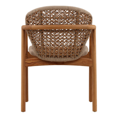 Modern Synthetic Rope, Aluminum and Teak Wood Dining Chair
