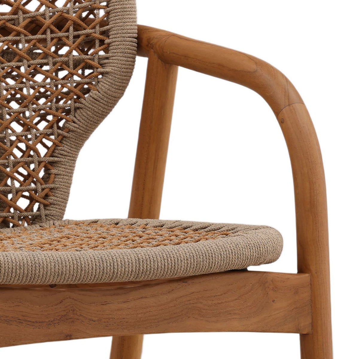 Modern Synthetic Rope, Aluminum and Teak Wood Dining Chair