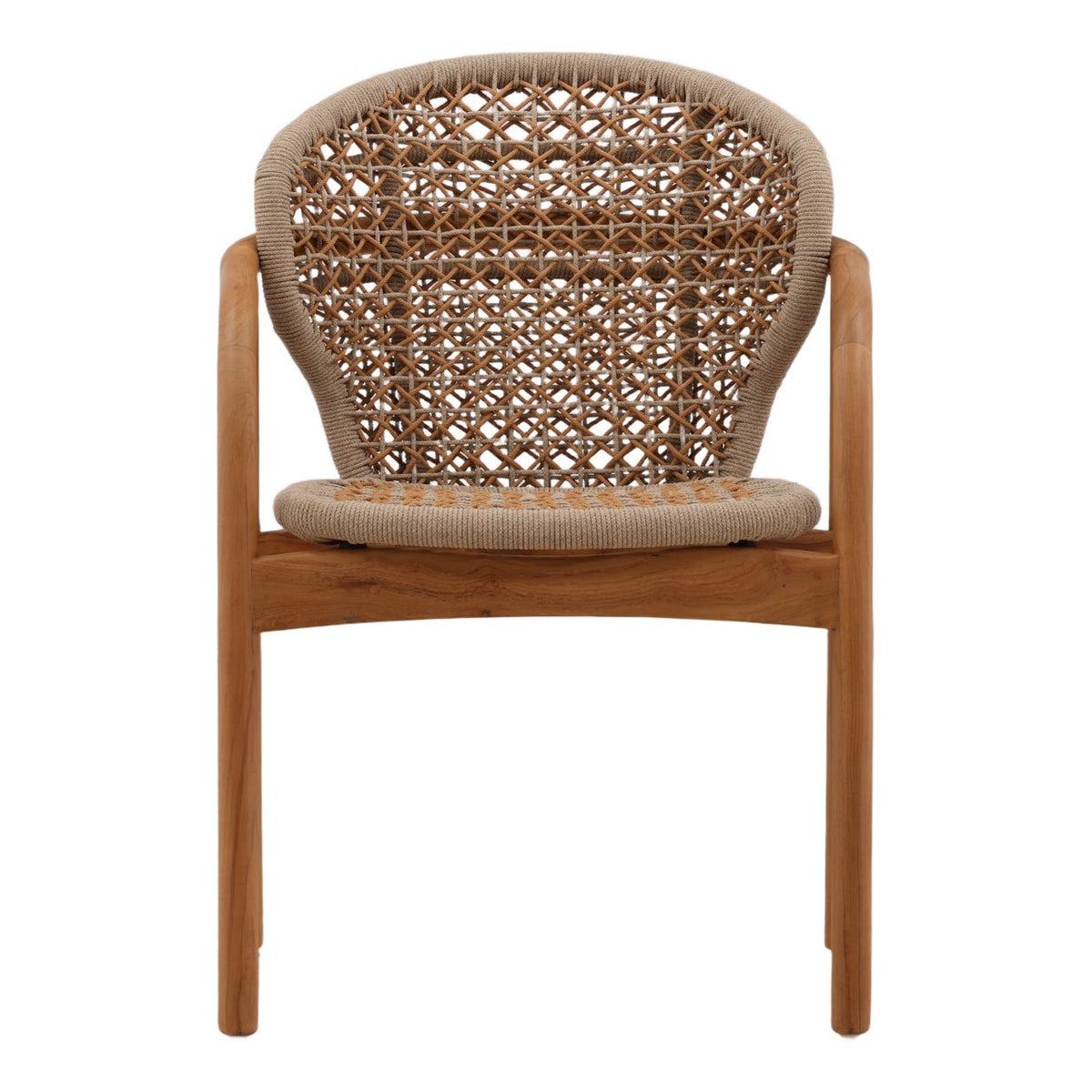 Modern Synthetic Rope, Aluminum and Teak Wood Dining Chair