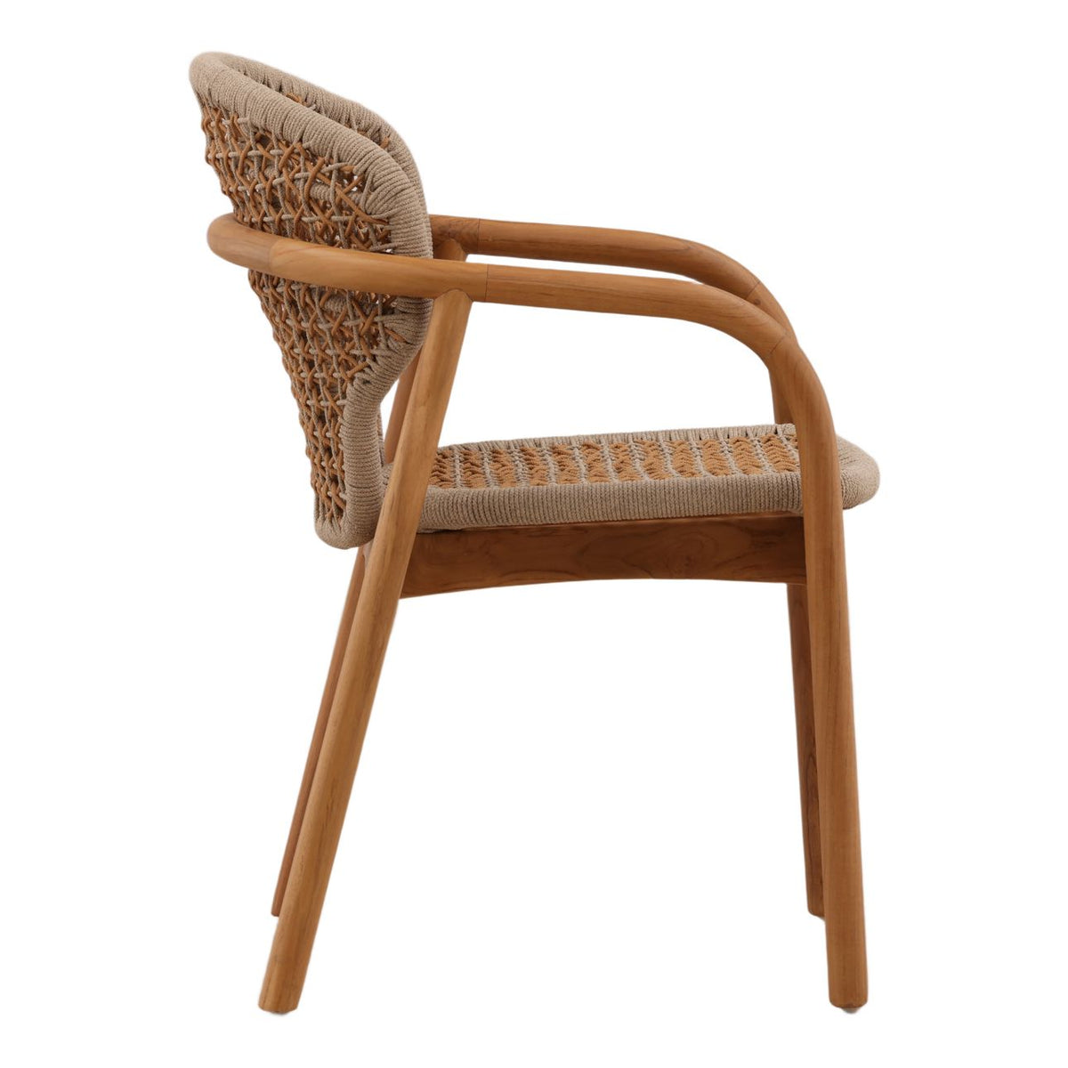 Modern Synthetic Rope, Aluminum and Teak Wood Dining Chair