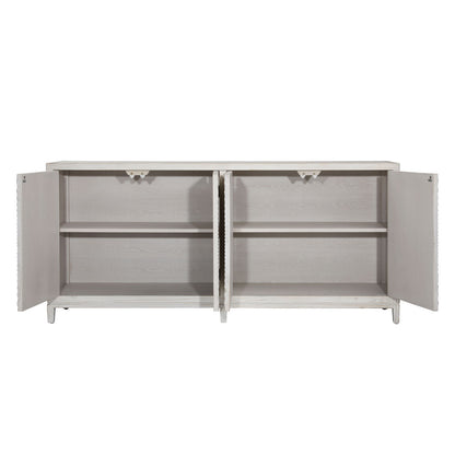 Light Warm Wash Finish Pine Wood Sideboard 79 in Wide