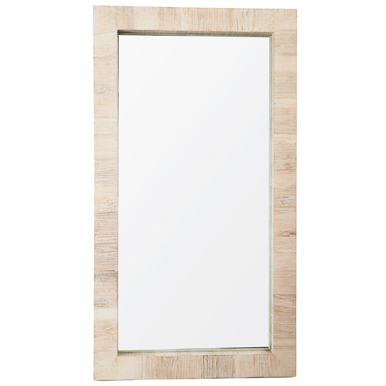 Light Warm Wash Finish Reclaimed Elm Wood Frame Mirror 33 in Wide