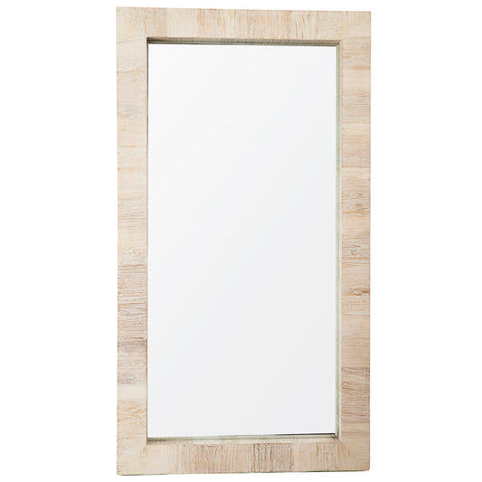 Light Warm Wash Finish Reclaimed Elm Wood Frame Mirror 33 in Wide