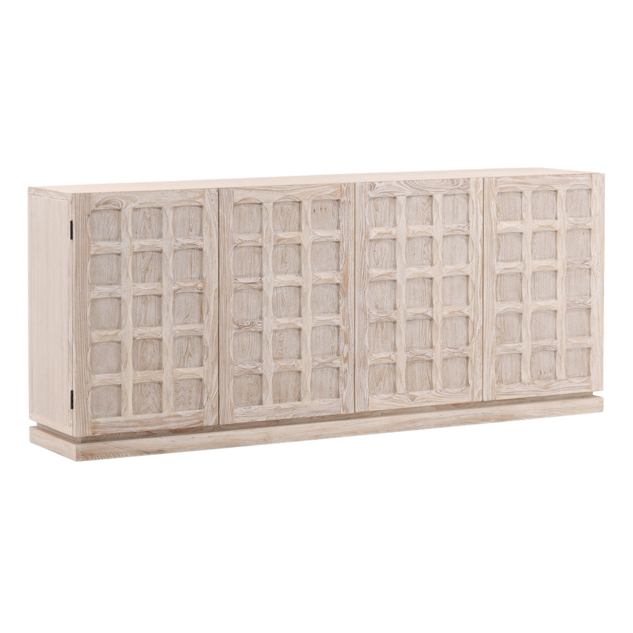Whitewash Elm Wood Sideboard 106.5 in Wide