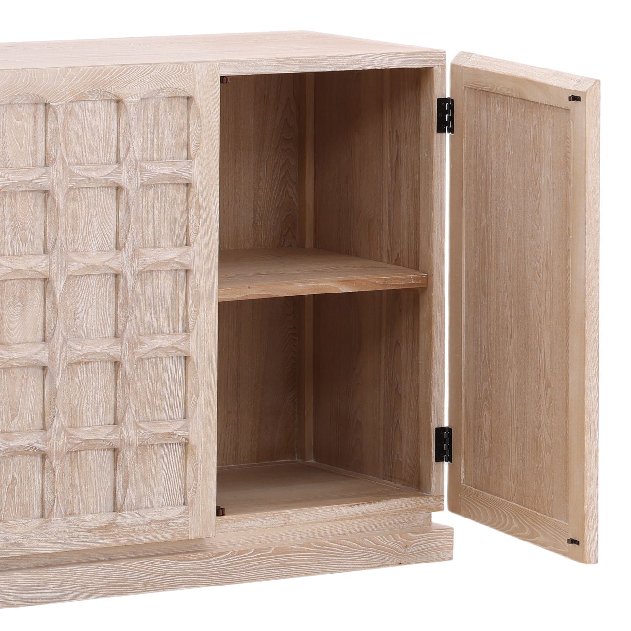 Whitewash Elm Wood Sideboard 106.5 in Wide