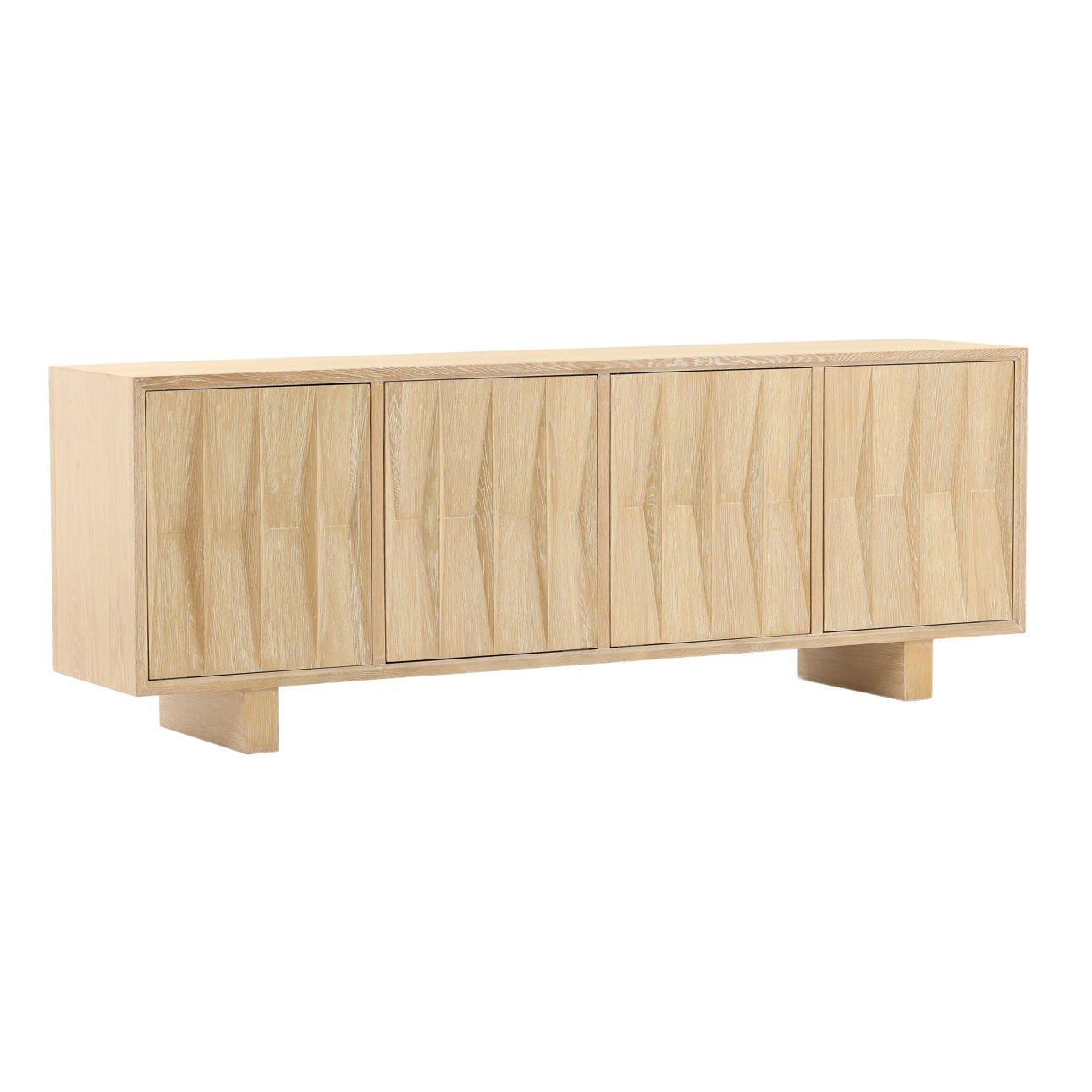 Light Natural Oak Wood Sideboard 86.5 in Wide