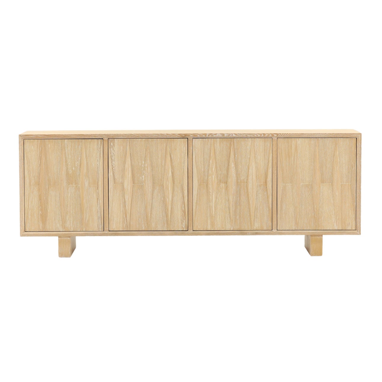 Light Natural Oak Wood Sideboard 86.5 in Wide