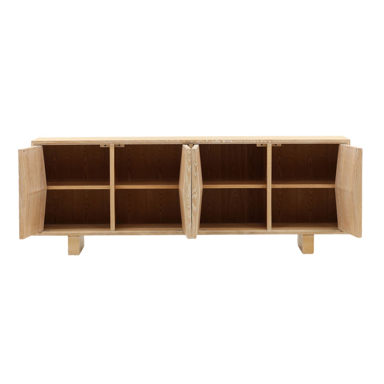 Light Natural Oak Wood Sideboard 86.5 in Wide