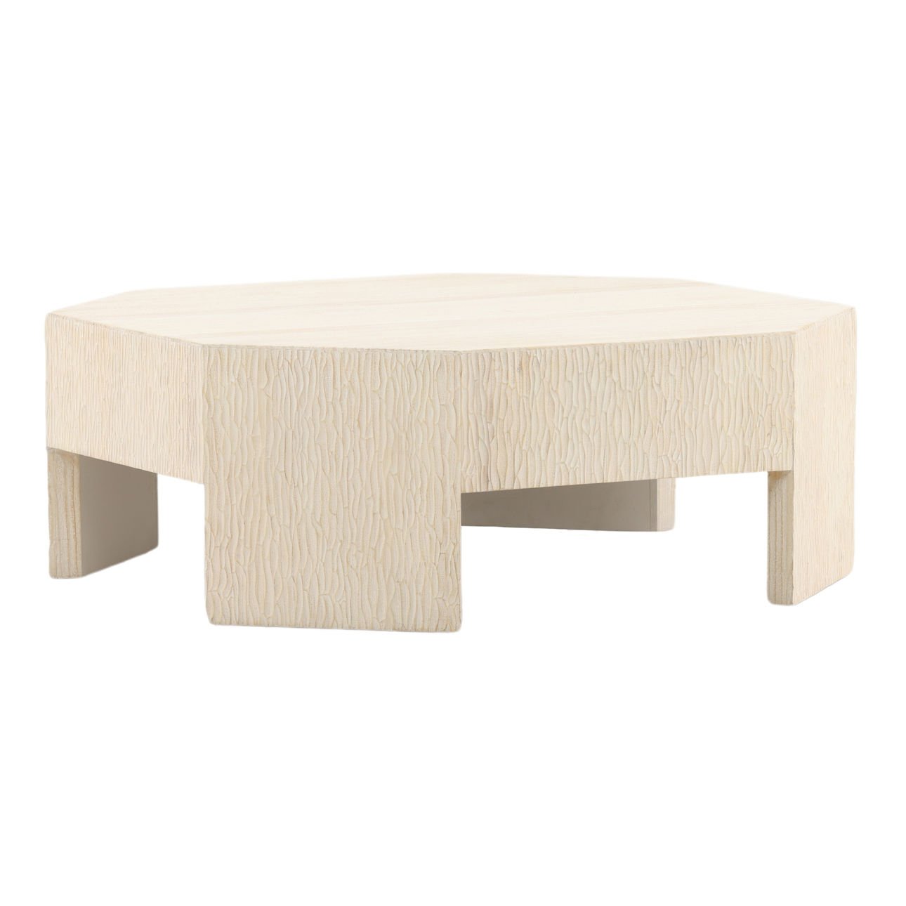 Whitewash Pine Wood Table 43.5 in Wide