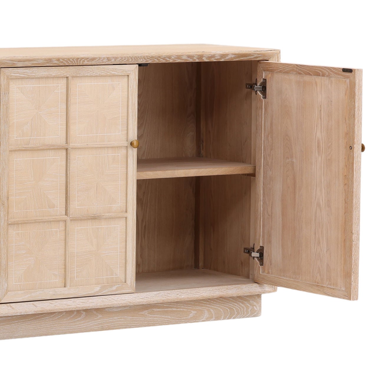 Light Natural Oak Wood Sideboard 86.5 in Wide
