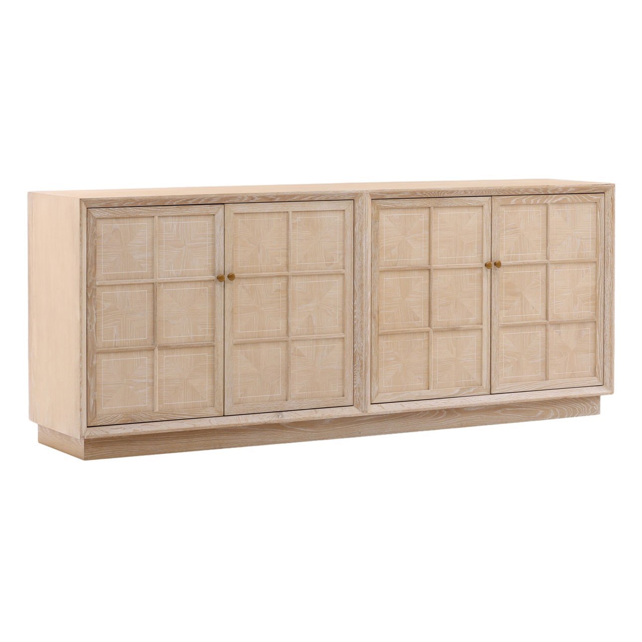 Light Natural Oak Wood Sideboard 86.5 in Wide