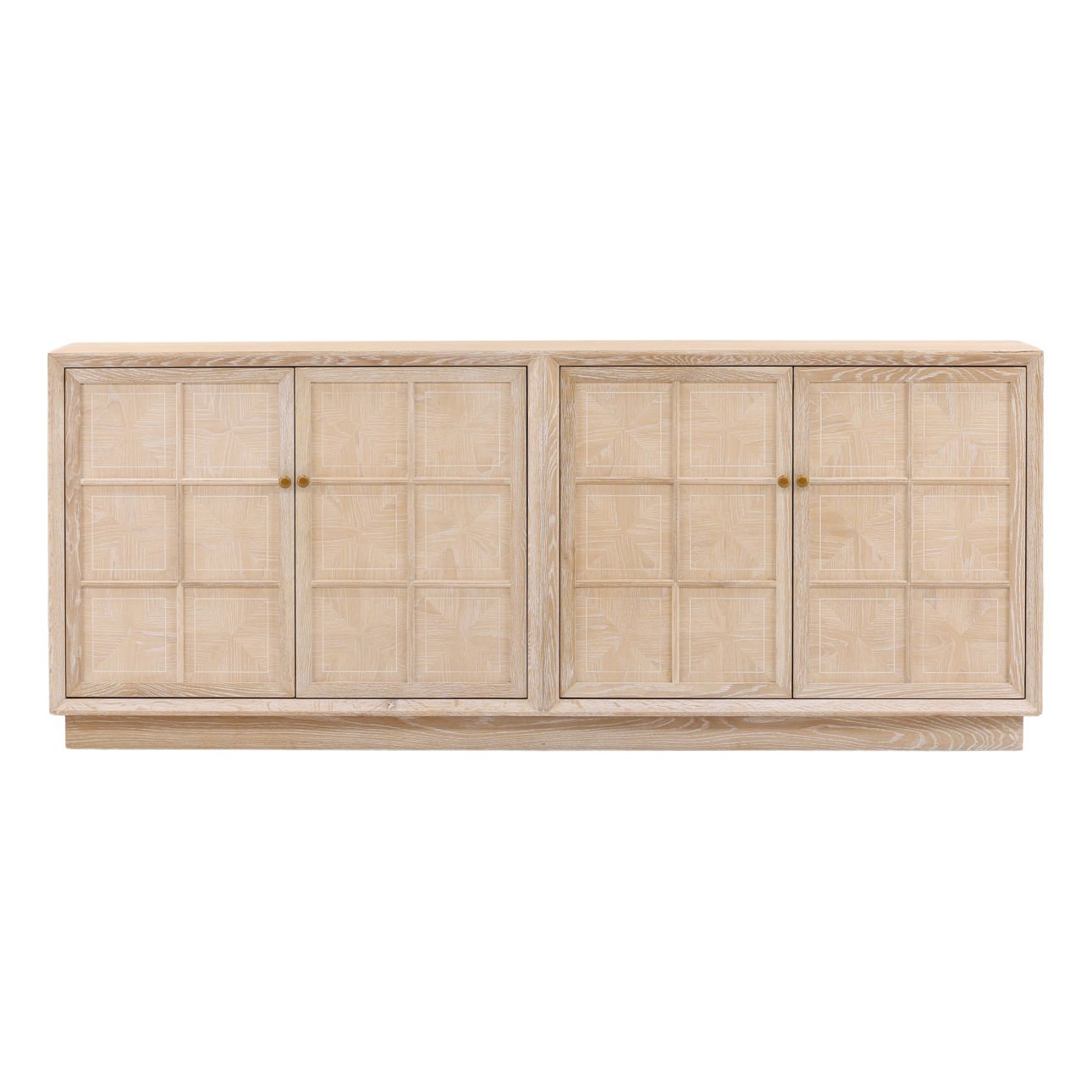 Light Natural Oak Wood Sideboard 86.5 in Wide