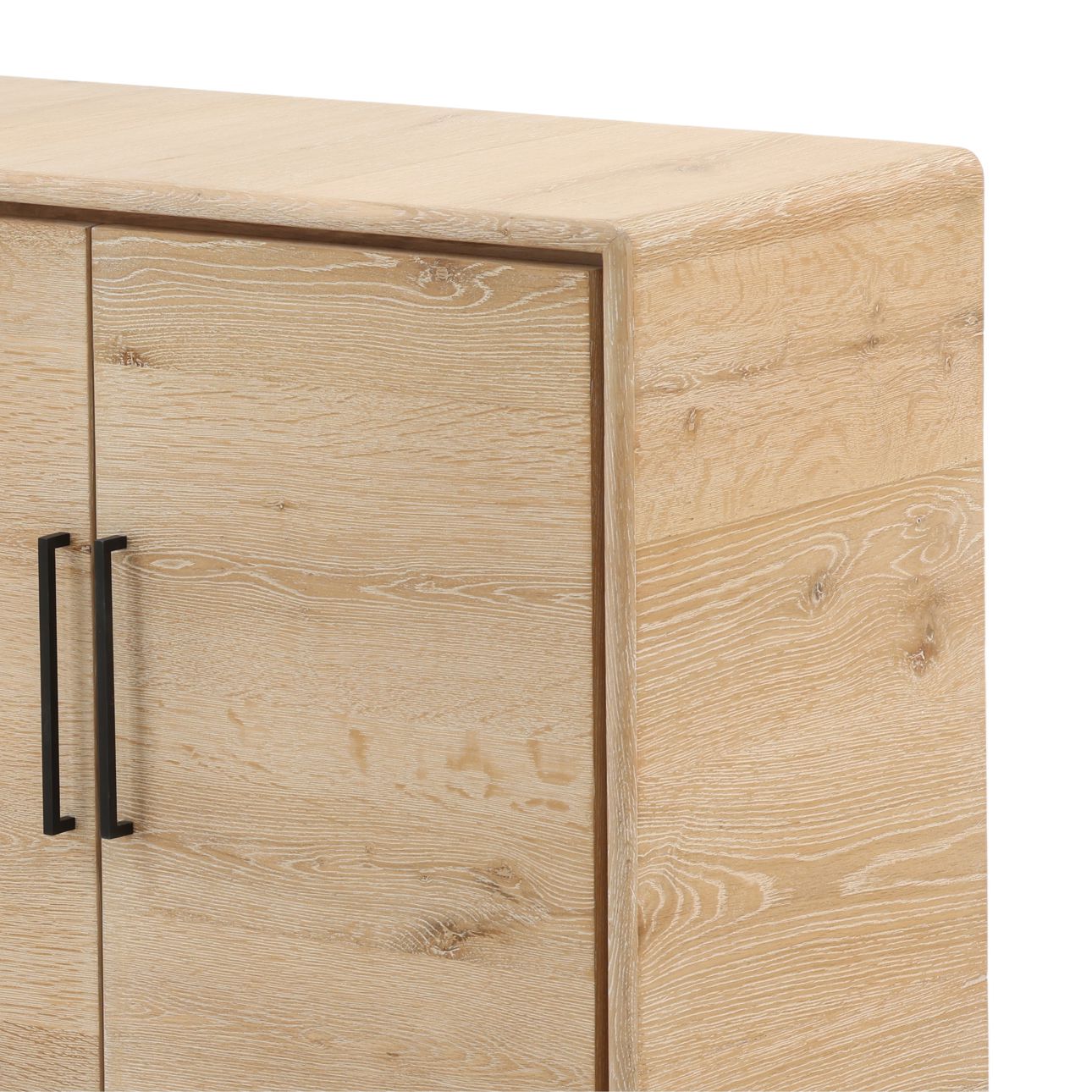 Light Natural Aged Oak Wood Sideboard 79 in Wide