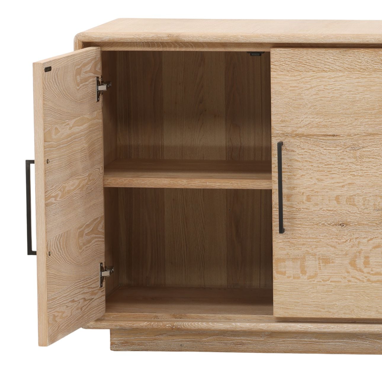 Light Natural Aged Oak Wood Sideboard 79 in Wide
