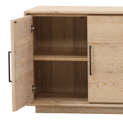 Light Natural Aged Oak Wood Sideboard 79 in Wide