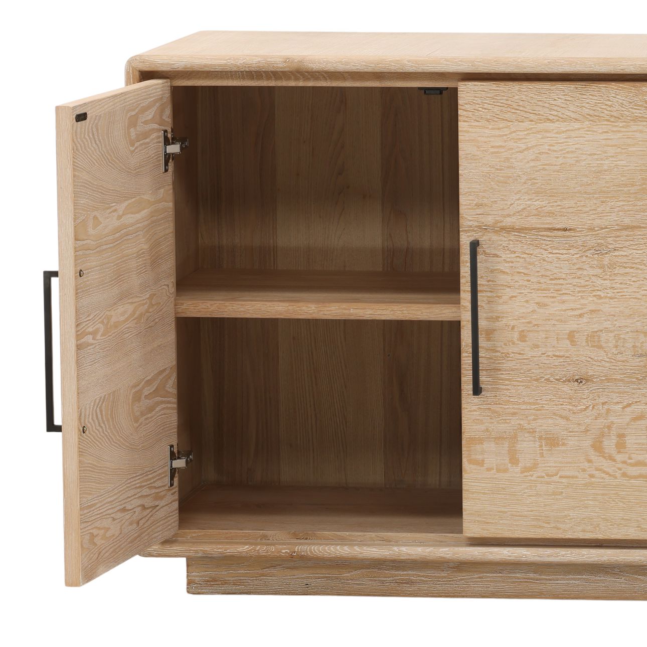 Light Natural Aged Oak Wood Sideboard 79 in Wide