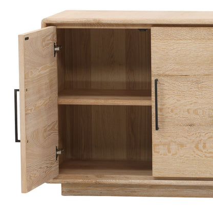Light Natural Aged Oak Wood Sideboard 79 in Wide