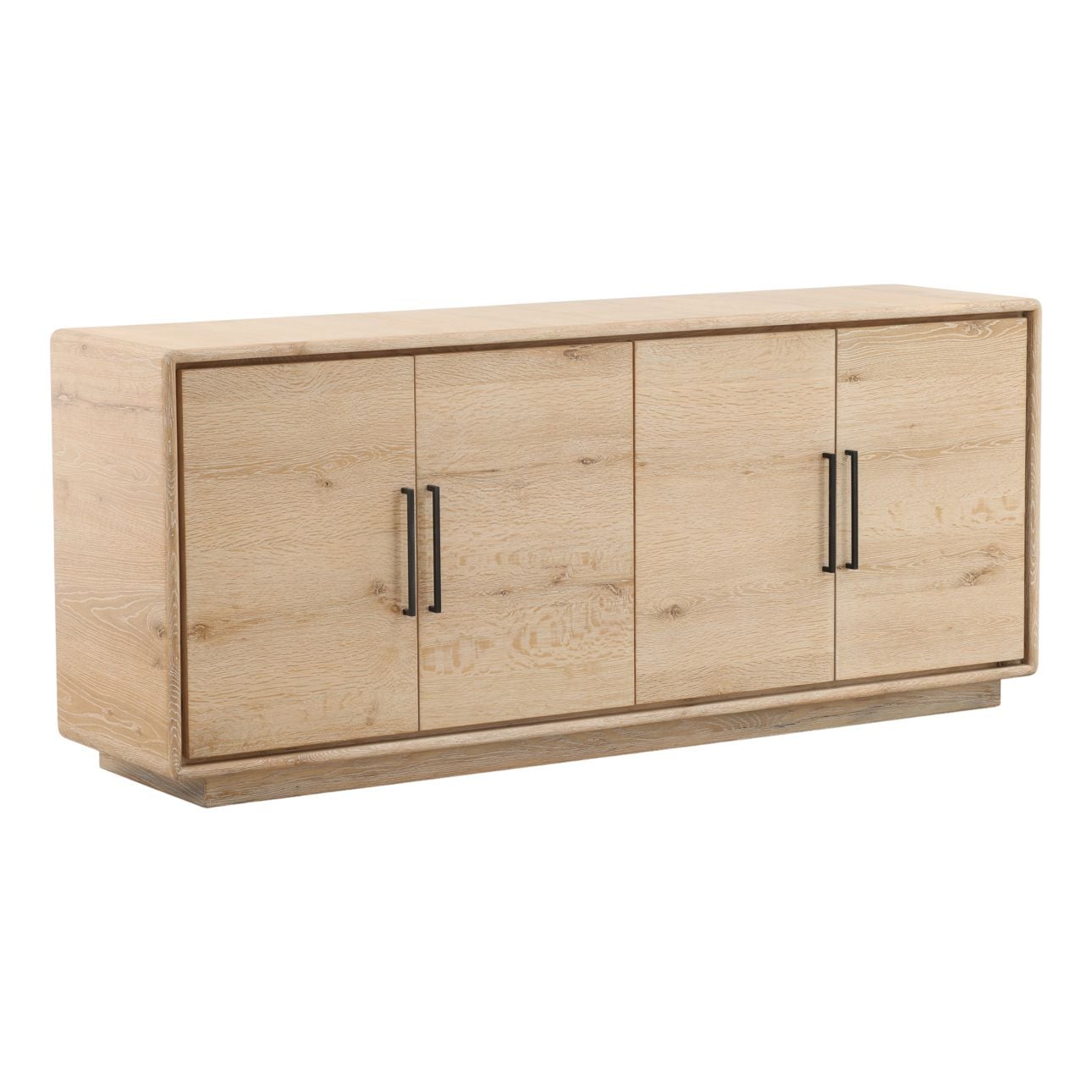 Light Natural Aged Oak Wood Sideboard 79 in Wide