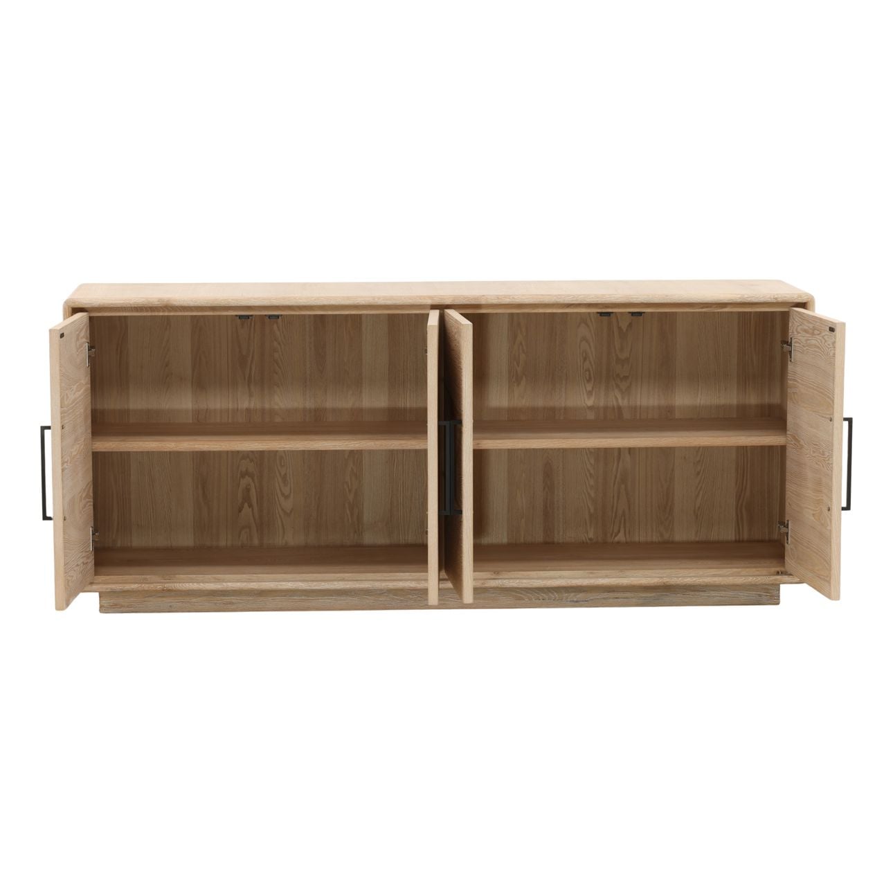 Light Natural Aged Oak Wood Sideboard 79 in Wide