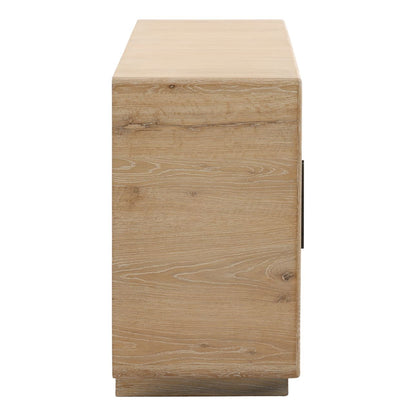 Light Natural Aged Oak Wood Sideboard 79 in Wide