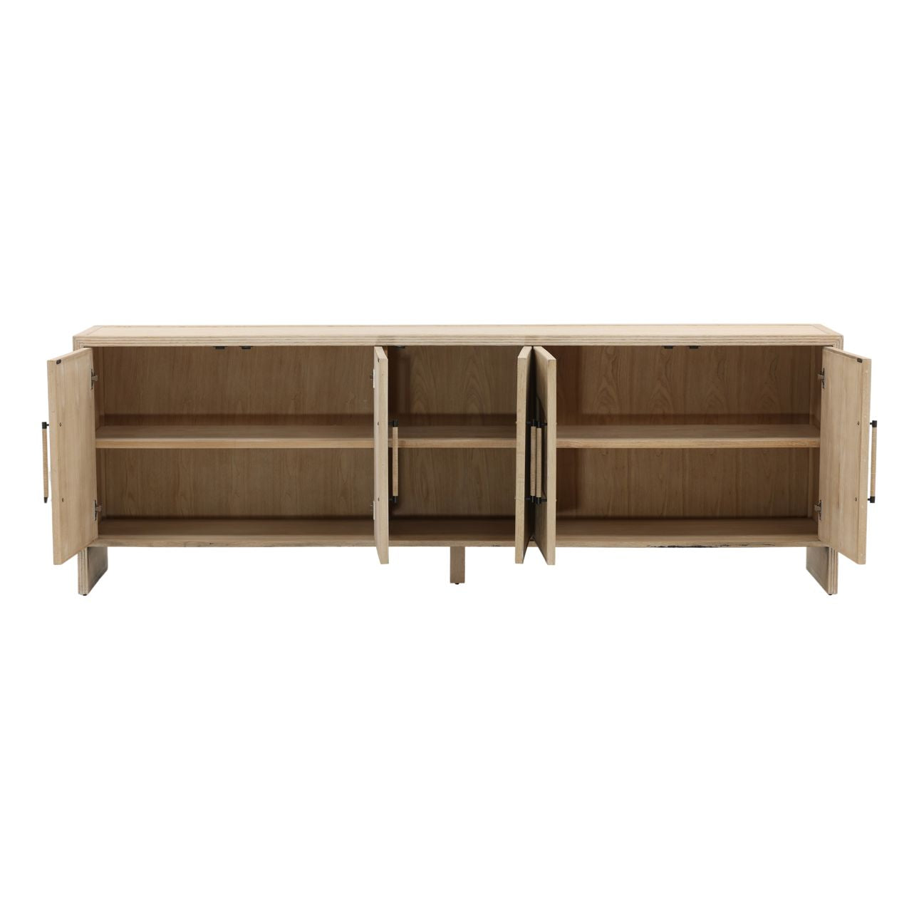 Light Natural Oak Wood Sideboard 98 in Wide