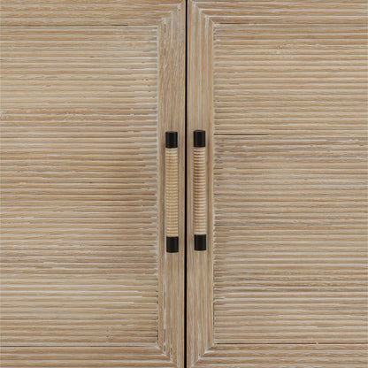 Light Natural Oak Wood and Tempered Glass Cabinet 39.5 in Wide