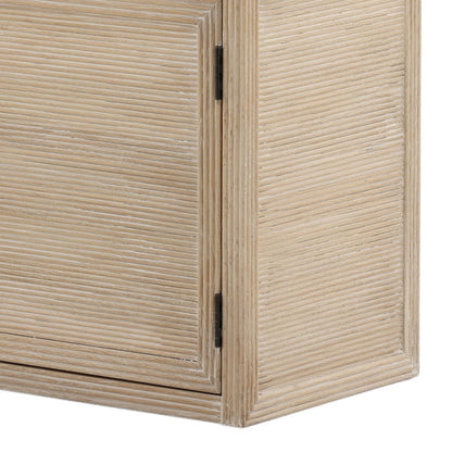 Light Natural Oak Wood and Tempered Glass Cabinet 39.5 in Wide