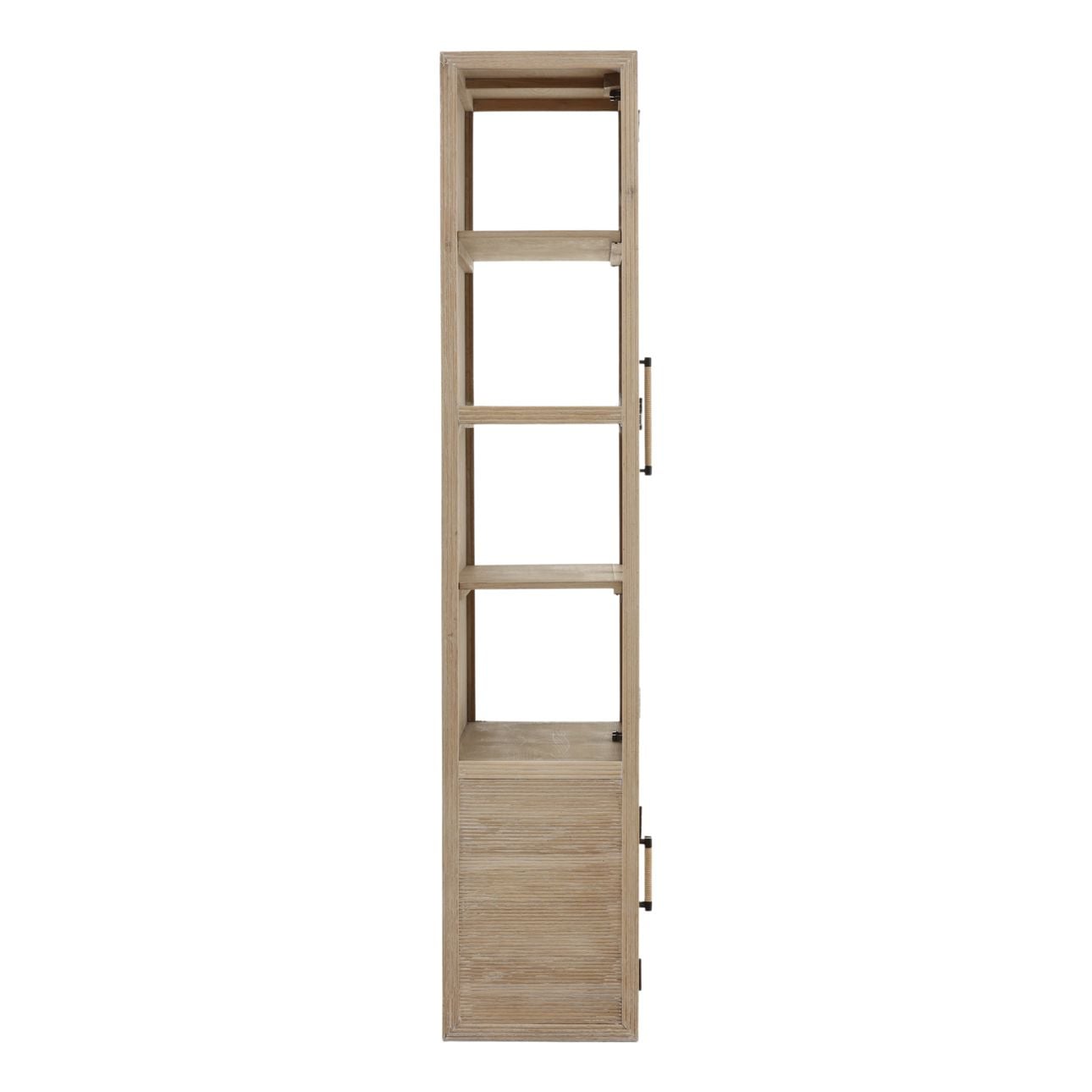 Light Natural Oak Wood and Tempered Glass Cabinet 39.5 in Wide