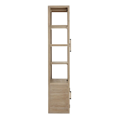 Light Natural Oak Wood and Tempered Glass Cabinet 39.5 in Wide