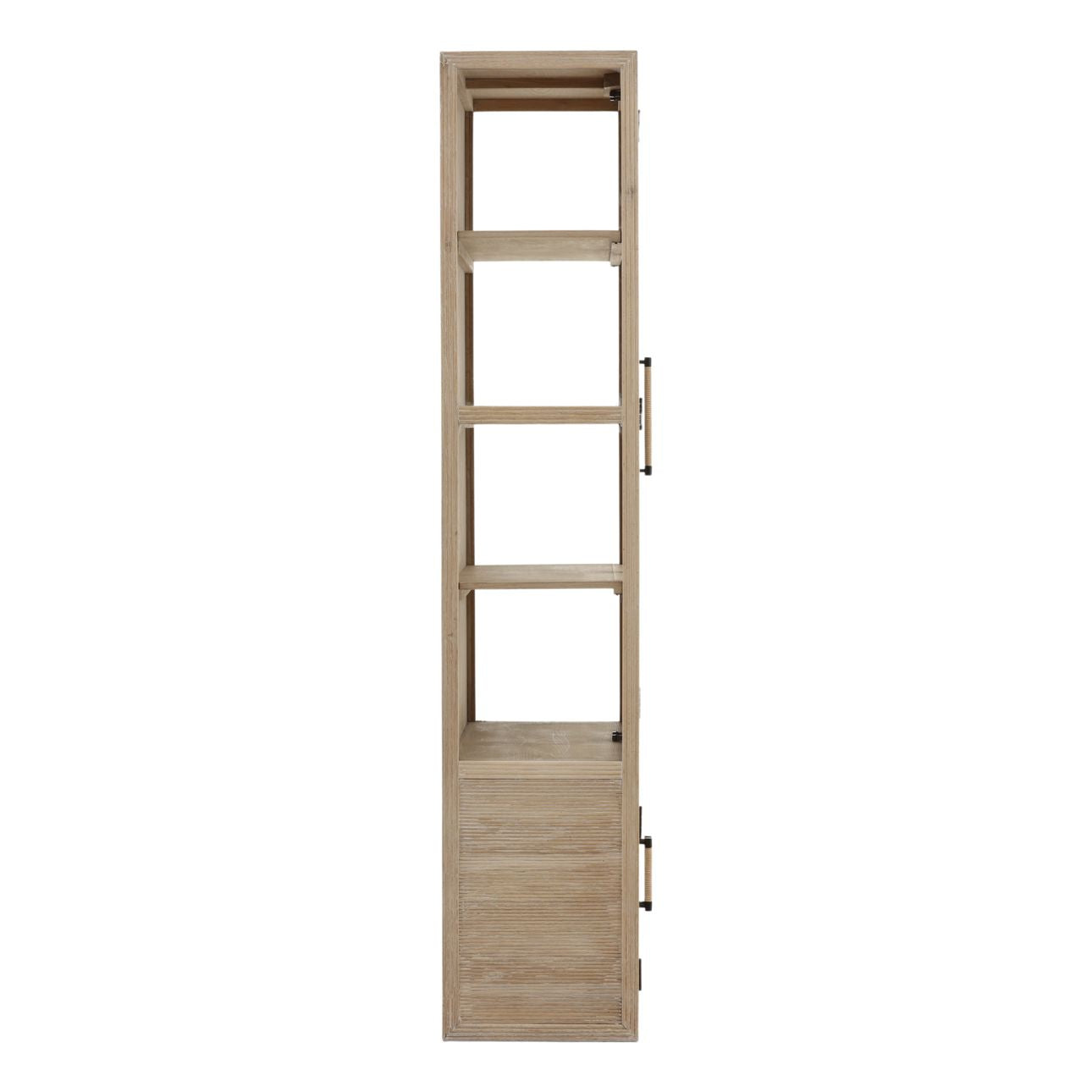Light Natural Oak Wood and Tempered Glass Cabinet 39.5 in Wide