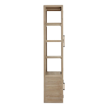 Light Natural Oak Wood and Tempered Glass Cabinet 39.5 in Wide