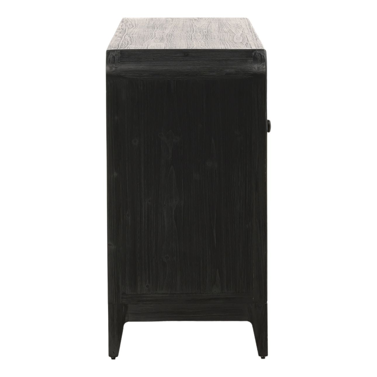 Black and Natural Fir Wood and Tempered Glass Sideboard 85 in Wide