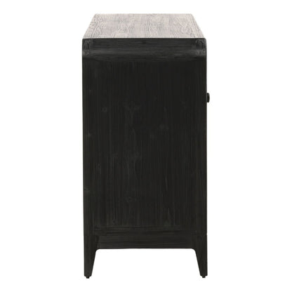 Black and Natural Fir Wood and Tempered Glass Sideboard 85 in Wide