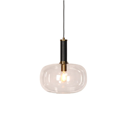 Matte Black and Brass Plated Iron and Glass Light 13.5 in Wide