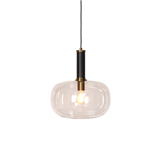 Matte Black and Brass Plated Iron and Glass Light 13.5 in Wide