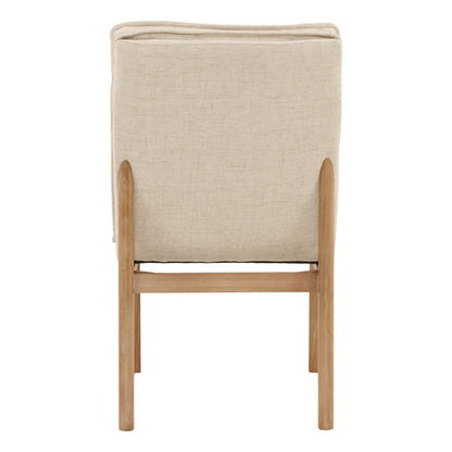 Beige and Light Natural Linen Fabric and Elm Wood Chair 20 in Wide