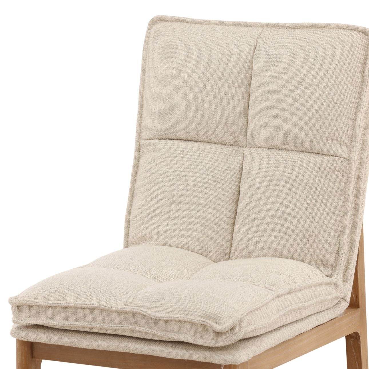 Beige and Light Natural Linen Fabric and Elm Wood Chair 20 in Wide