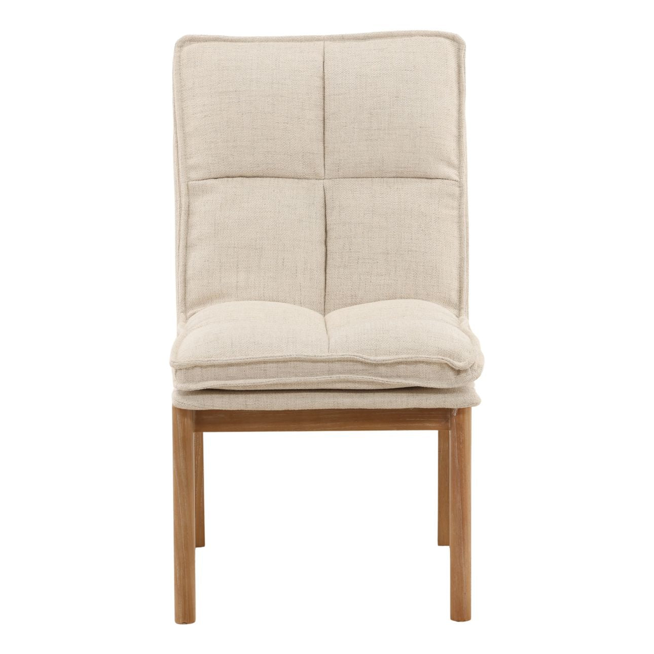 Beige and Light Natural Linen Fabric and Elm Wood Chair 20 in Wide