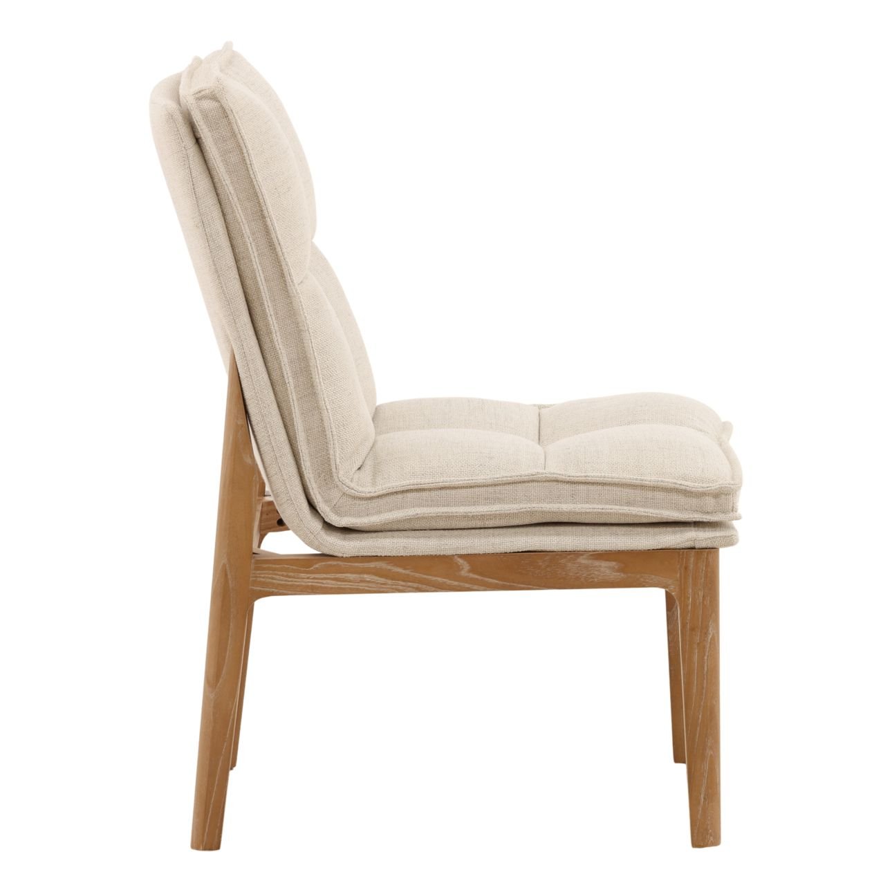 Beige and Light Natural Linen Fabric and Elm Wood Chair 20 in Wide