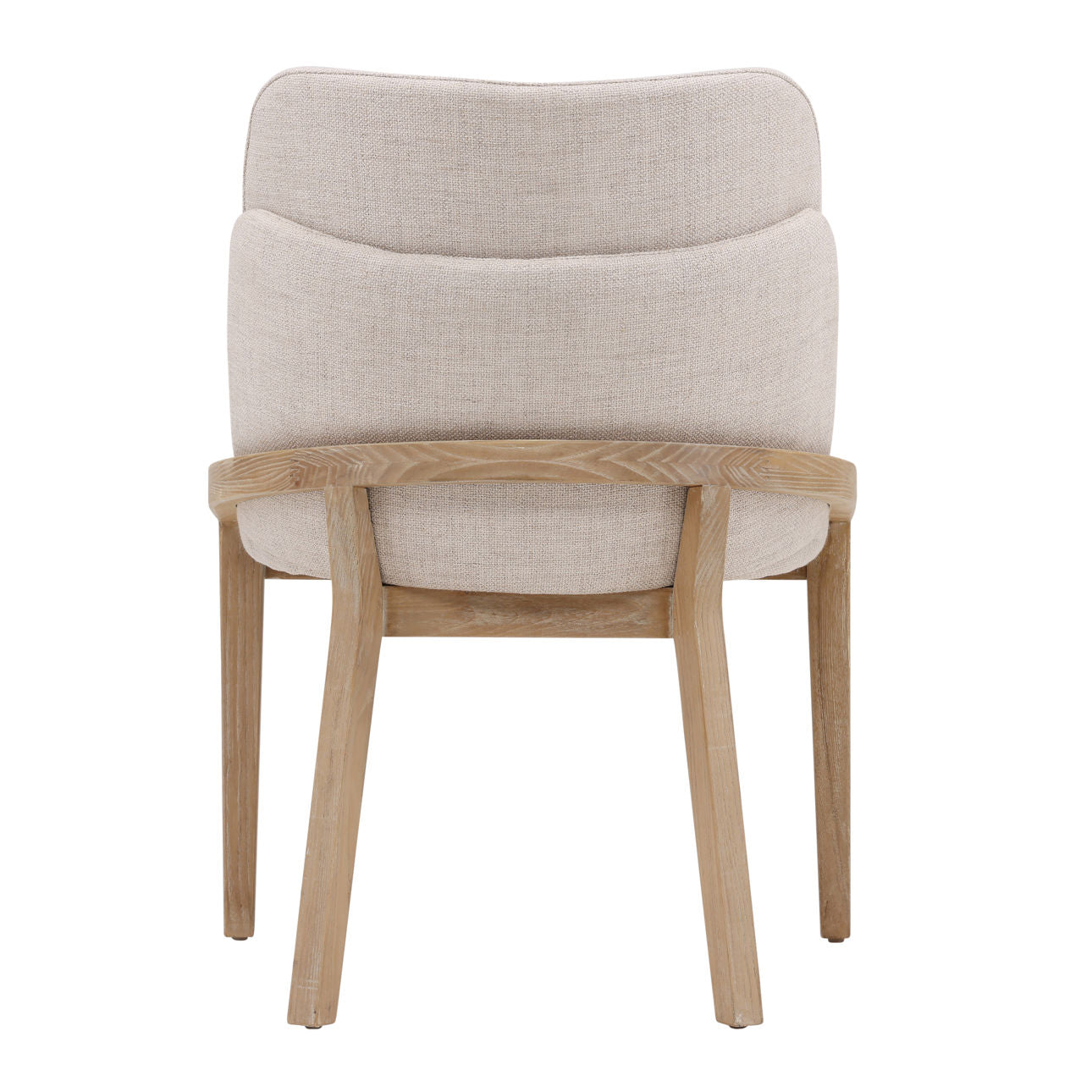 Off White and Light Natural Linen Fabric and Elm Wood Chair 23 in Wide