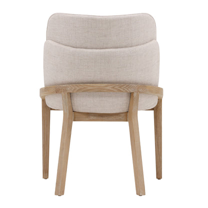 Off White and Light Natural Linen Fabric and Elm Wood Chair 23 in Wide