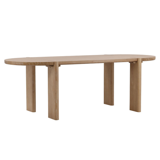 Light Natural Elm Wood Table 91 in Wide